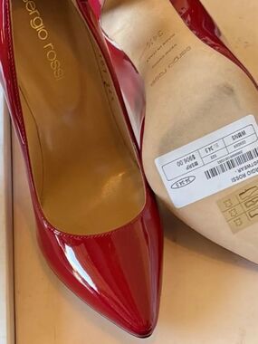 Sergio Rossi Red Patent Leather Pointed-Toe Mules